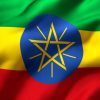 Flag of Ethiopia blowing in the wind. Full page Ethiopian flying flag. 3D illustration.